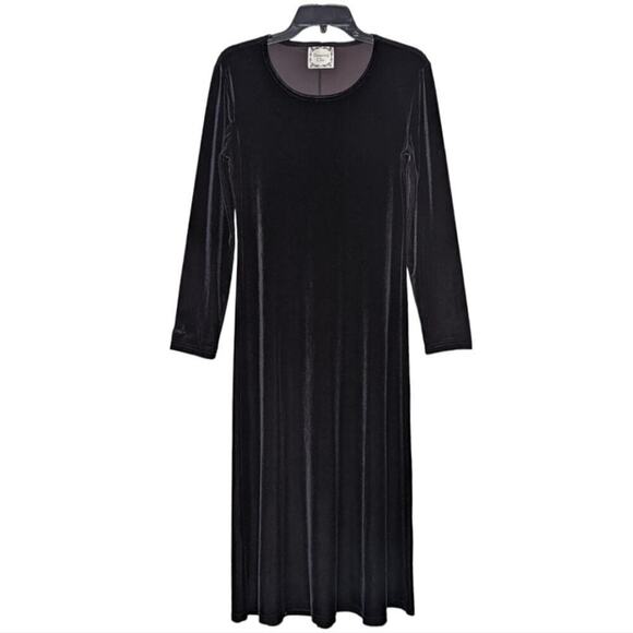 VINTAGE Dressing Clio Black Velvet Maxi Dress Size M - Picture 1 of 8